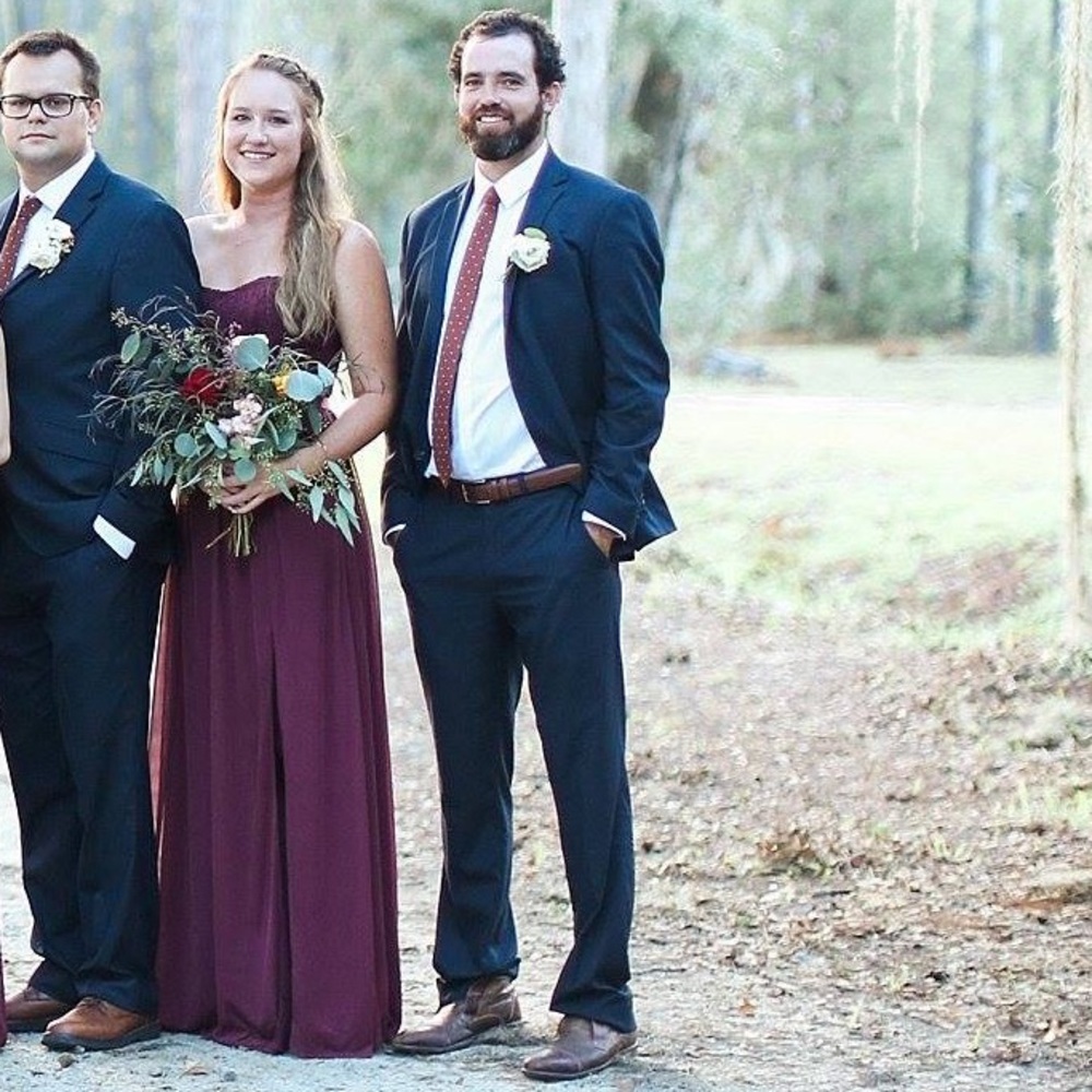 “Wine” bridesmaid dress from David’s Bridal